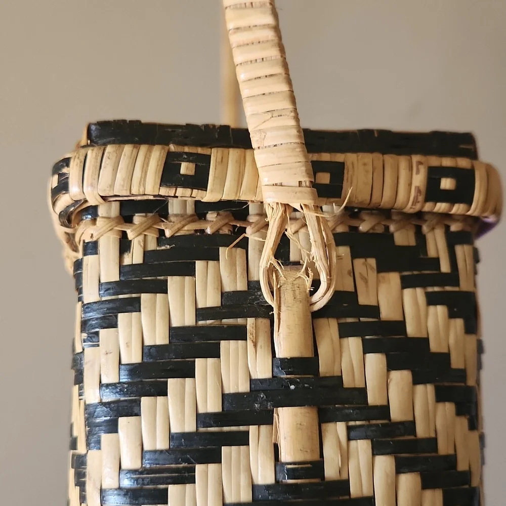 Anthropologie Wicker woven geometric handbag - Picture 7 of 9